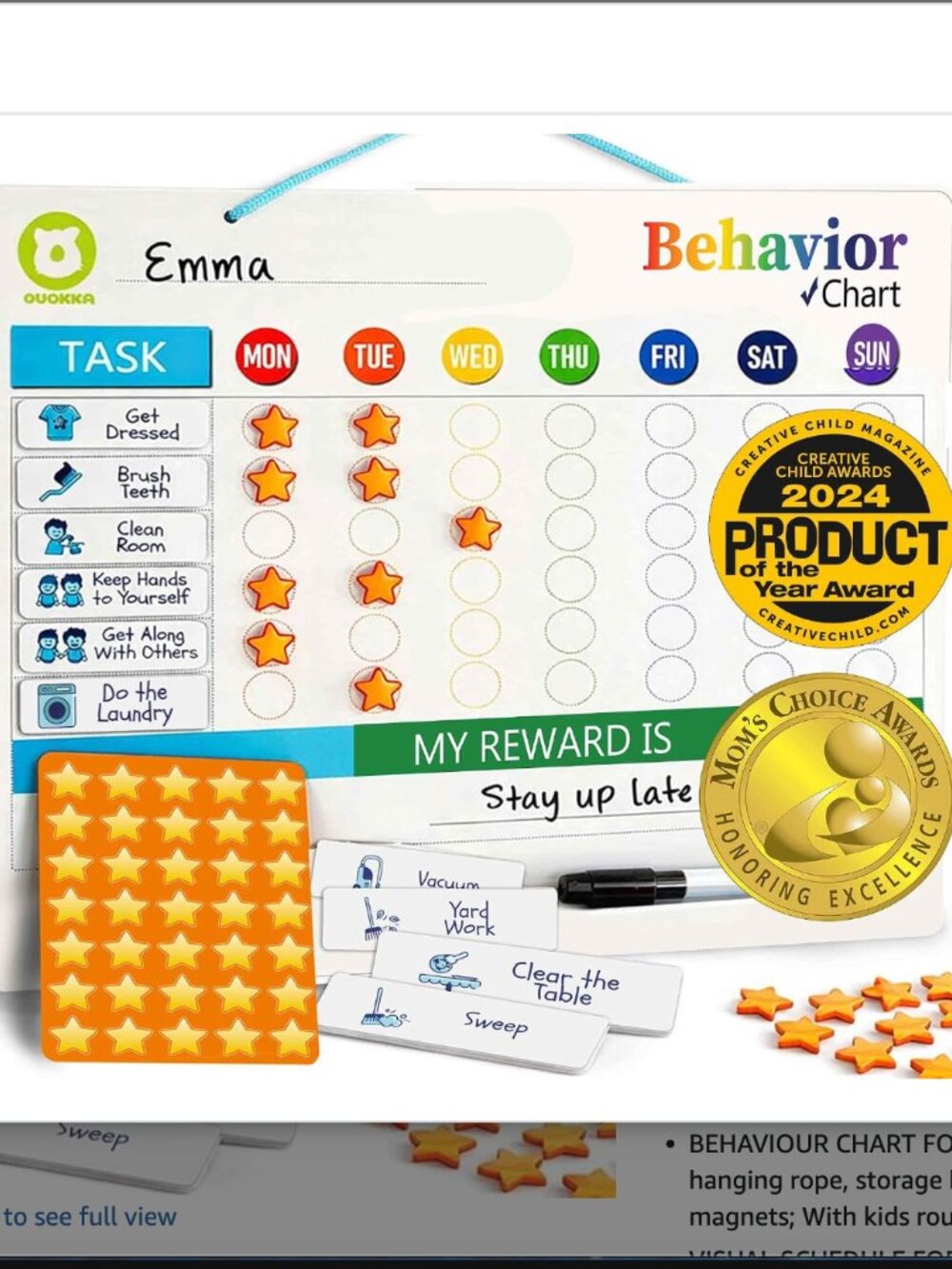 Magnetic Reward Behaviour Chart  Set with Colorful Icons
